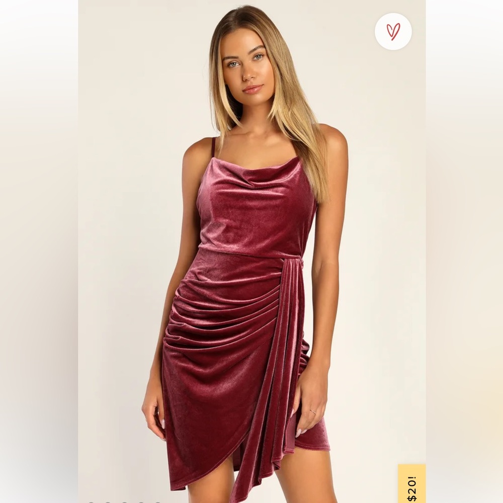 Lulus mauve velvet tulip mini dress, wedding guest dress, flattering dress